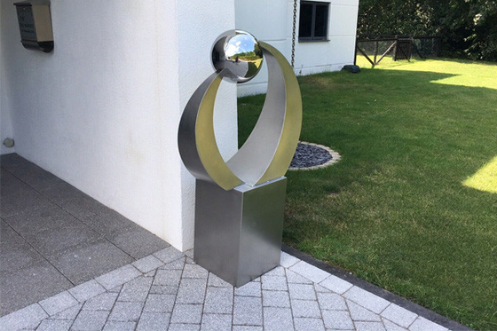 Outdoor Garden Stainless Steel Ball Sculpture Brushed Finish