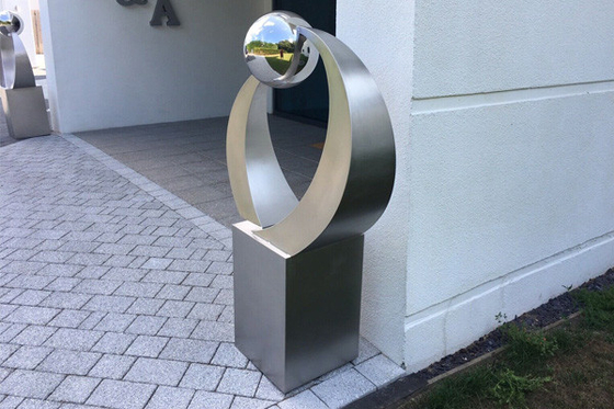 Outdoor Garden Stainless Steel Ball Sculpture Brushed Finish