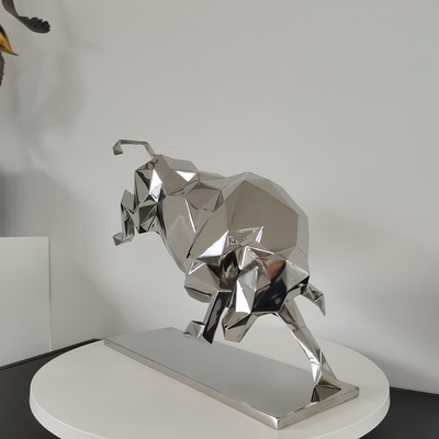 Outdoor Garden Decorative Stainless Steel Polished Bull Sculpture