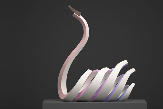 Outdoor Stainless Steel Swan Sculpture White Painted Finish