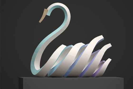 Outdoor Stainless Steel Swan Sculpture White Painted Finish