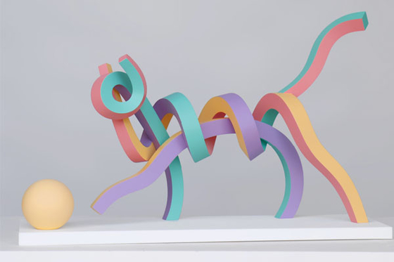 Outdoor Stainless Steel Rabbit Dog Sculpture Rainbow Painted Finish