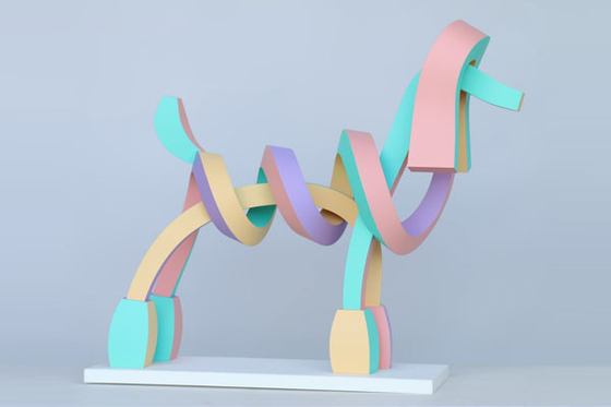 Outdoor Stainless Steel Rabbit Dog Sculpture Rainbow Painted Finish