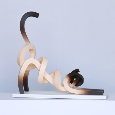 Outdoor Animal Stainless Steel White And Black Dog Sculpture