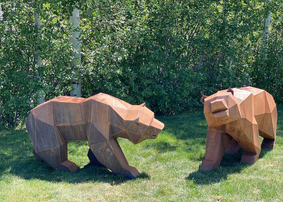 Good price Customized Garden Decorative Corten Steel Geometry Bear Sculpture online