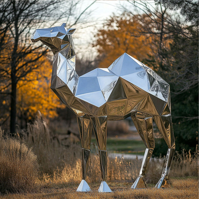 3D Drawing Mirror Polished Geometry Stainless Steel Camel Sculpture
