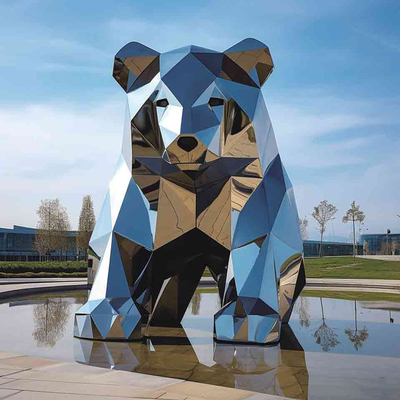 China Sculpture Decoration Polished Stainless Steel Bear Sculpture