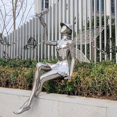 Large Stainless Steel Figure Outdoor Modern Metal Fairy Lady Sculpture