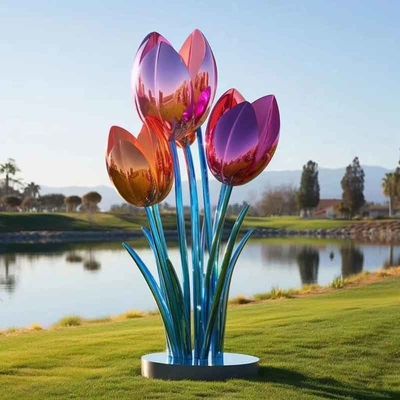 Giant Landmark Dcorative Outdoor Flower Bud Stainless Steel Sculpture