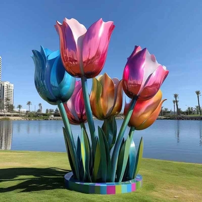 Giant Landmark Dcorative Outdoor Flower Bud Stainless Steel Sculpture