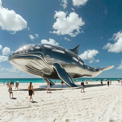 Modern Decoration  Stainless Steel Whale Dolphin Animal Sculpture Outdoor Craft