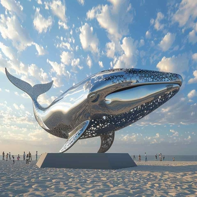 Modern Decoration  Stainless Steel Whale Dolphin Animal Sculpture Outdoor Craft
