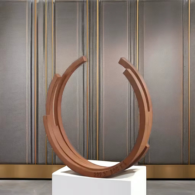 Custom Weathering Steel Artwork Oxidized Metal Semi-Circular Landscape Sculpture