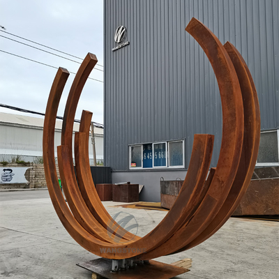 Dimensional Harmony 2.6m Semi-Circular Corten Sculpture For Gardens & Plazas