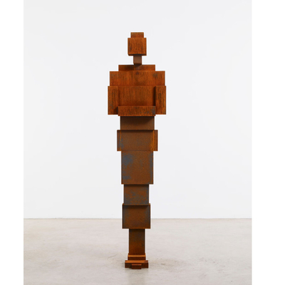 Industrial Rusted Steel Human Silhouette Sculpture Geometric Outdoor Art Statue For Landscape / Architectural Projects