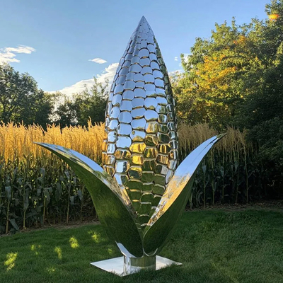 Luxury Metallic Outdoor Decoration Stainless Steel Corn Sculpture