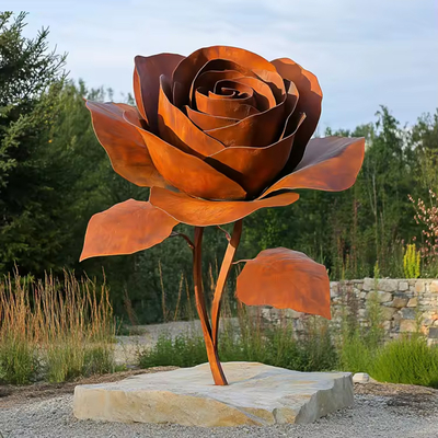Garden Decoration Handcrafted Weathering Steel Floral Sculpture