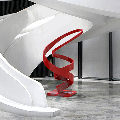 Red Lacquer Abstract Stainless Steel Sculpture - Modern Art Statue for Office, Hotel & Luxury Decor