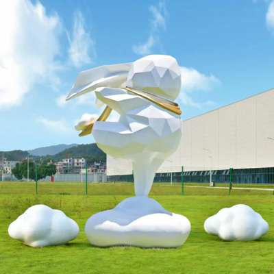 Good price Finest Geometric Rabbit On Cloud Fiberglass Sculpture - 200cm H Outdoor Art online