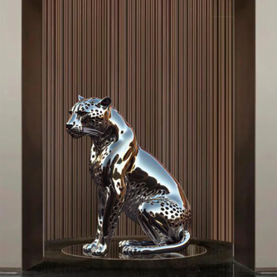 Good price China Sculpture Factory Hotel Decoration Stainless Steel Cheetah Animal Sculpture online