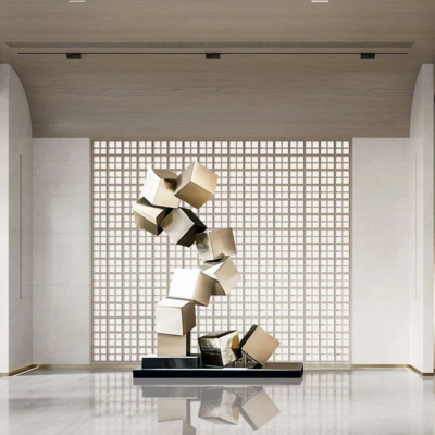 Good price Gold Cubes Metal Sculpture - Modern Geometric Art Sculpture online