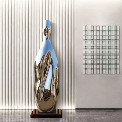 Good price Large Size Mirror Polished Stainless Steel Bottle Sculpture For Decoration online
