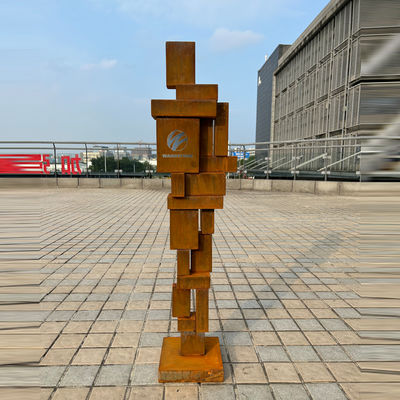 Good price 100cm Height Outdoor Garden Corten Steel Figure Geometrical Art Sculpture online