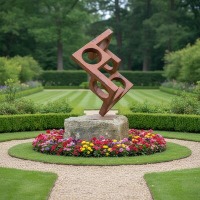 Good price Rusty Geometric Corten Steel Sculpture for Outdoor Garden Decoration & Landscape Art online