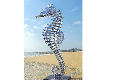 Good price Metal Animal Polished Stainless Steel Sculpture , Big Seahorse Sculpture online
