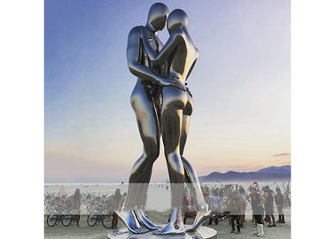 Square Decoration Modern Stainless Steel Sculpture Metal Lover Sculptures
