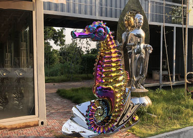 Modern Outdoor Stainless Steel Sculpture Seahorse Sculpture Matt Finish