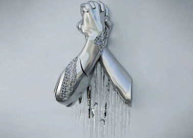 Incredible Metal Hands Mirror Polished Stainless Steel Wall Sculpture