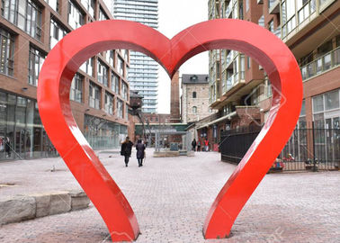 Park Decoration Red Painted Heart Door Stainless Steel Sculpture