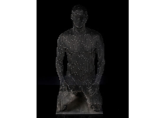 Outdoor Decor Laser Cutting Stainless Steel Meditator Sculpture