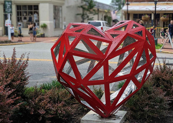 Contemporary Painted Stainless Steel Heart Garden Sculpture