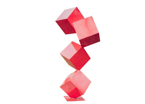 Custom Color Contemporary Painted Stainless Steel Tiered Cube Sculpture