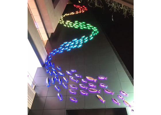 Outdoor Decorative Stainless Steel Lighting Metal Fish Sculpture