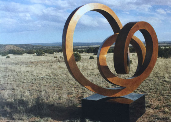 Contemporary Abstract Corten Steel Sculpture With Granite Base