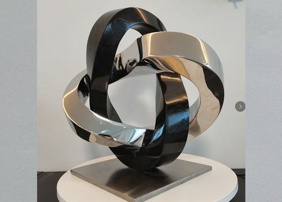 Abstract Black Polished Granite 316 Stainless Steel Sculpture 41cm High