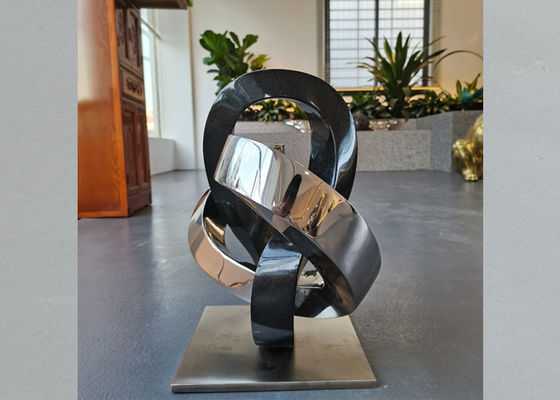 Abstract Black Polished Granite 316 Stainless Steel Sculpture 41cm High