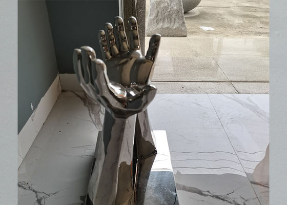 Height 51cm Contemporary Stainless Steel Metal Hand Sculpture For Indoor Decor