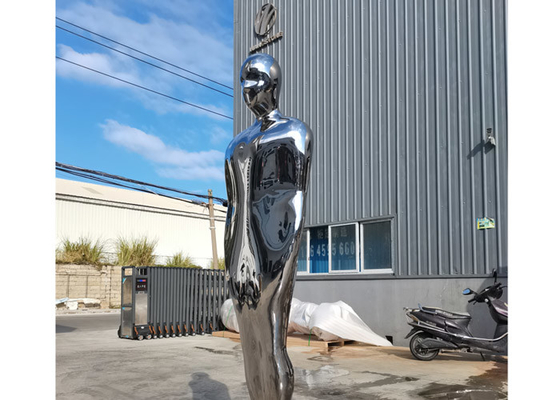Mirror Polished SS Life Size Abstract Human Figure Sculptures