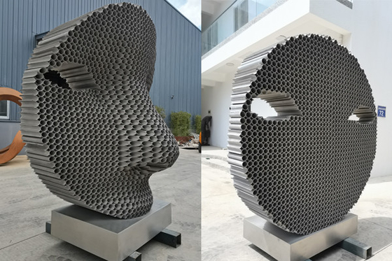 Matt Finish Modern Stainless Steel Abstract Face Sculpture 200cm High