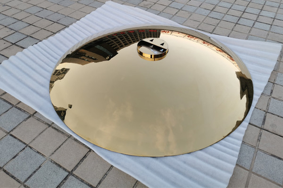 Gold Titanium Coated Stainless Steel Circular Concave Mirror Sculptures