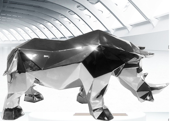 Custom Mirror Polished Stainless Steel Rhino Sculpture