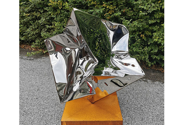 Mirror Polished Stainless Steel Cube Sculpture ODM OEM Support