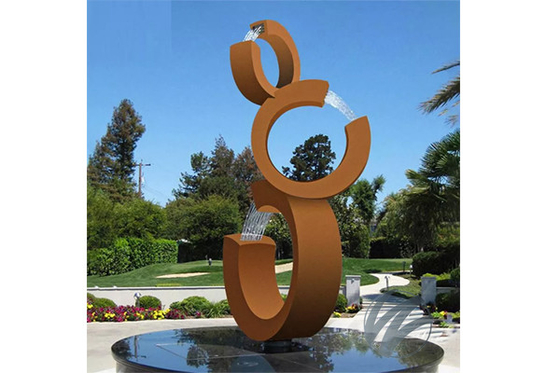 Outdoor Modern Garden Rusty Corten Steel Water Fountain 3C Design