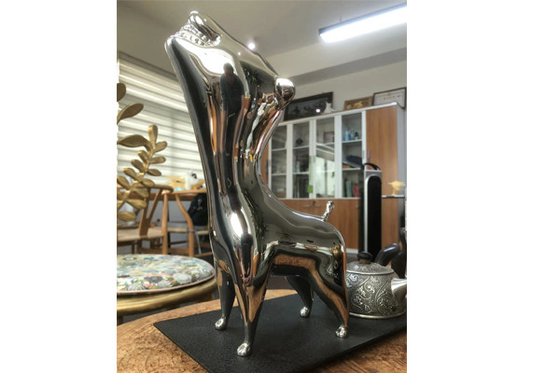 Home Decor Modern Stainless Steel Animal Sculpture Laughing Dog Mirror Polished