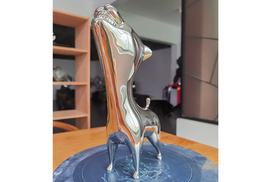 Home Decor Modern Stainless Steel Animal Sculpture Laughing Dog Mirror Polished
