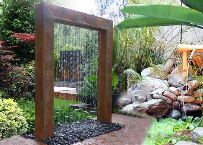 Corten Steel Rain Curtain Water Feature Fountain Corten Steel Rain Curtain Water Feature Fountain Diffe Sizes